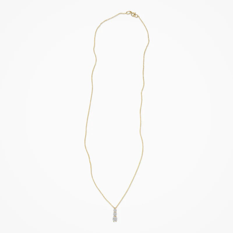 14k Geelgouden Collier met Drie Lab-Grown Diamanten LG3020Y