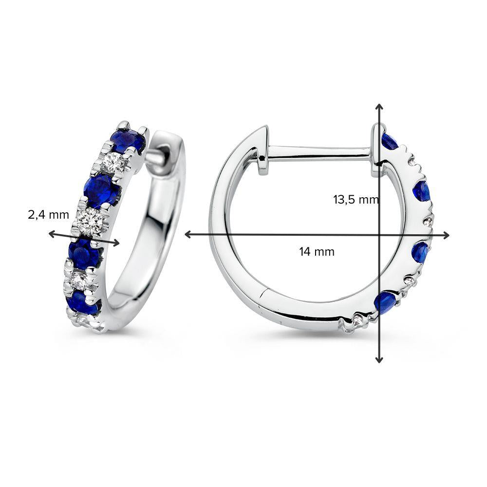 Oorringen witgoud briljant+saffier OG237539