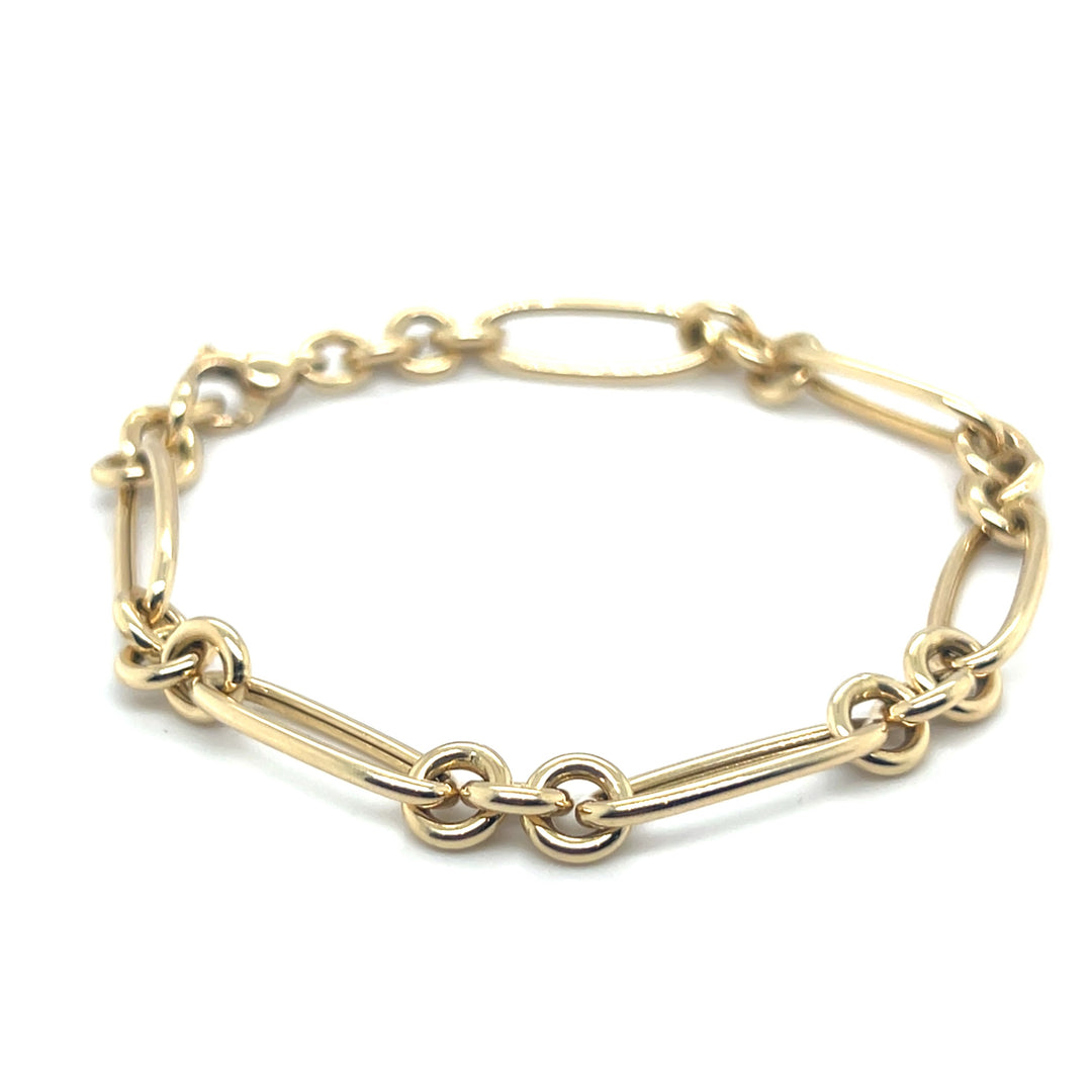 14 Karaat Gouden Armband – Ovaal Fantasie 3+1 Schakel 19,5 cm x 7,8 mm VIJ I013