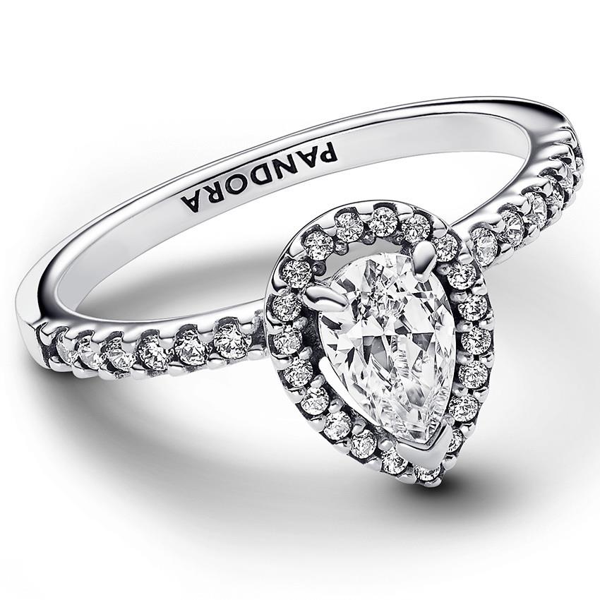 PANDORA 192835C01-56 RING SPARKLING PEAR HALO ZILVER-ZIRCONIA WIT