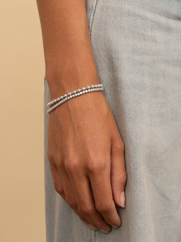 Sparkling Jewels Bold Mix Armband 2 mm + 4 mm Zilver – SB-S-MIX-09