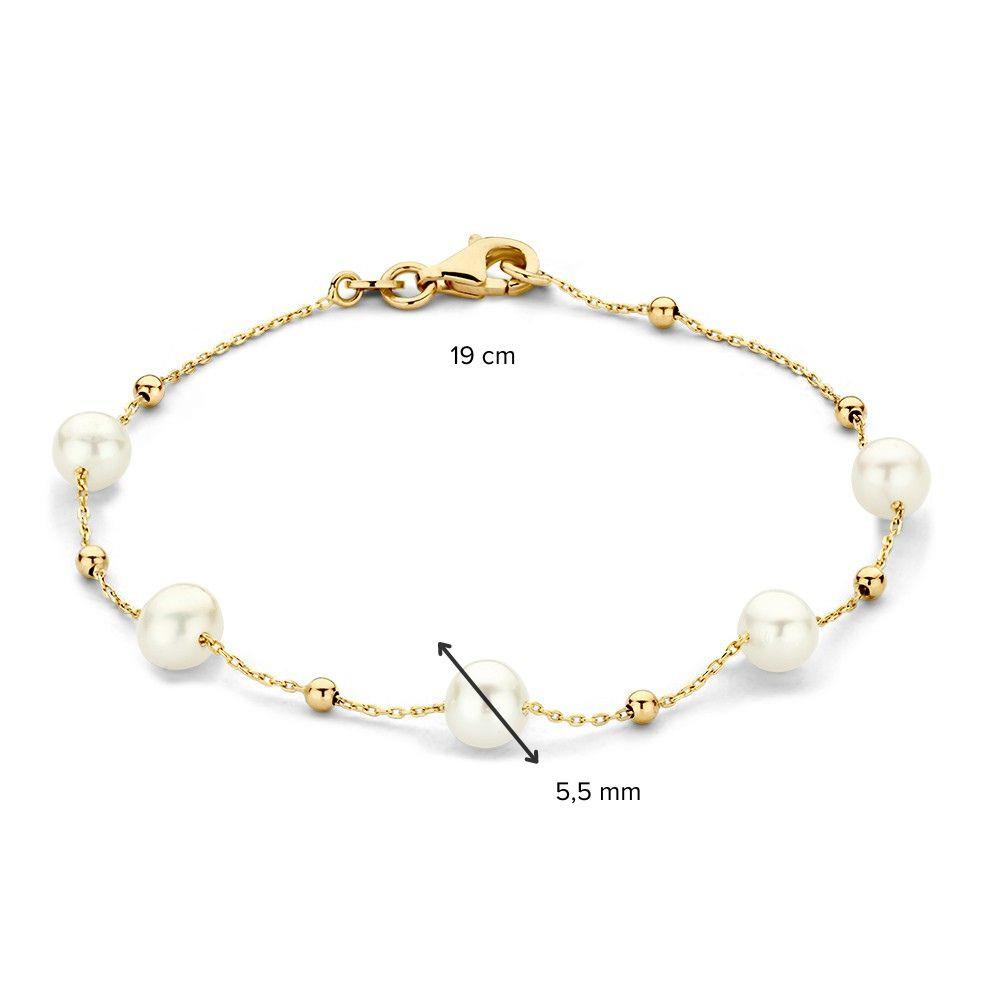 14 kt Armband geelgoud parel 19 cm 5.5 zoetwater