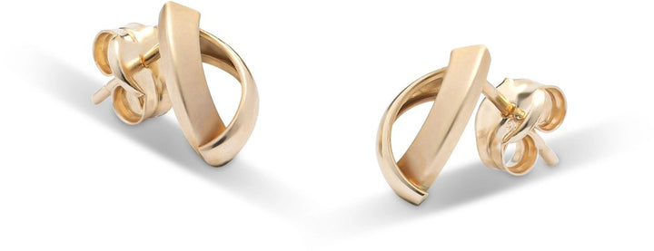 14 kt oorstekers mat glans geelgoud O1097