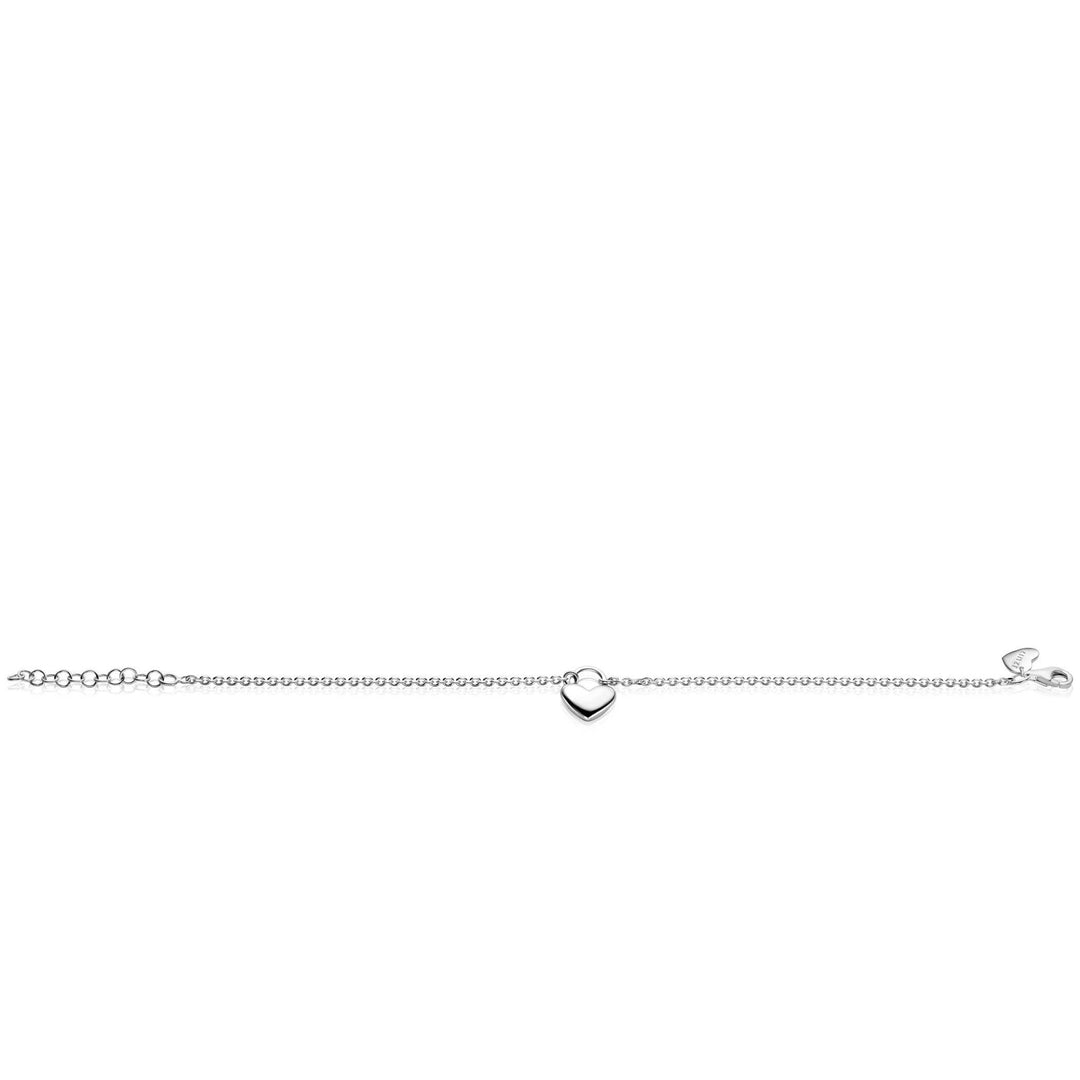 ZINZI zilveren schakelarmband met hartvormige slot hanger 17-20cm ZIA2673