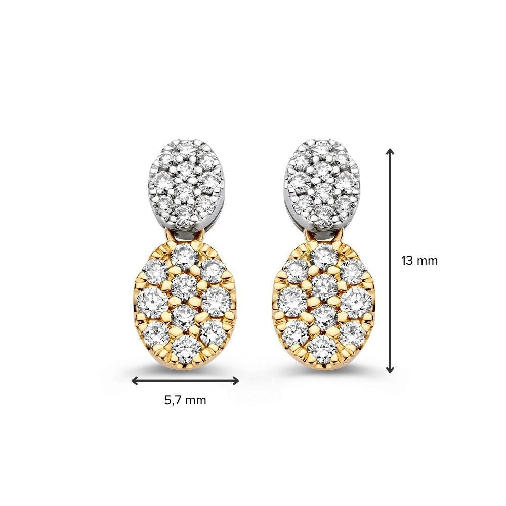 14 kt Oorstekers bicolor briljant 0,45 crt.