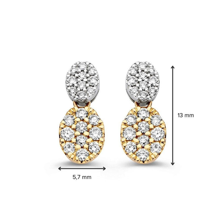 14 kt Oorstekers bicolor briljant 0,45 crt.