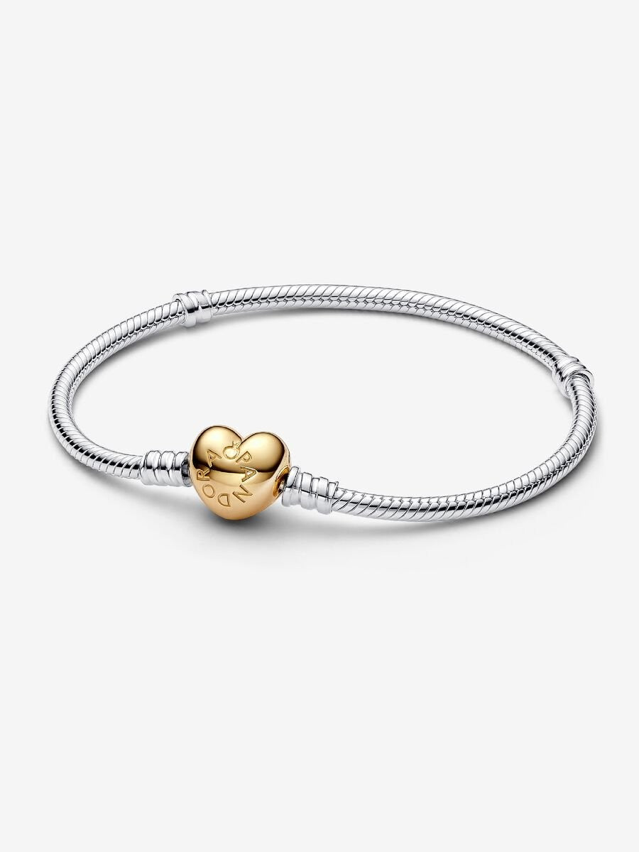 Pandora Moments Snake Chain-armband met hartsluiting 568707C00 17 cm