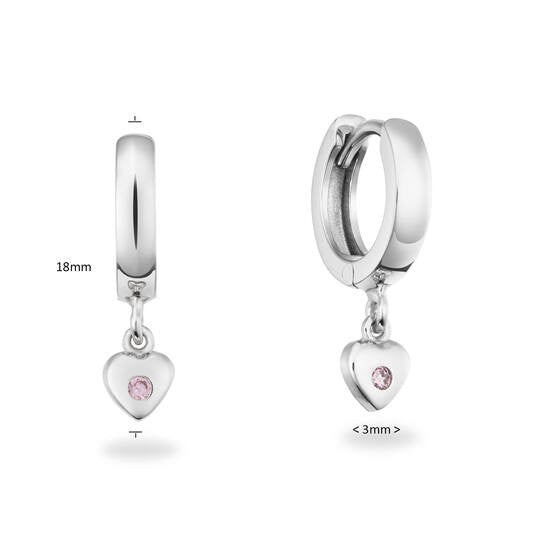 Glow Klapoorringen Hart – Zilverkleurig Zilver met Witte Zirkonia Ø 18 mm 107.3112.00