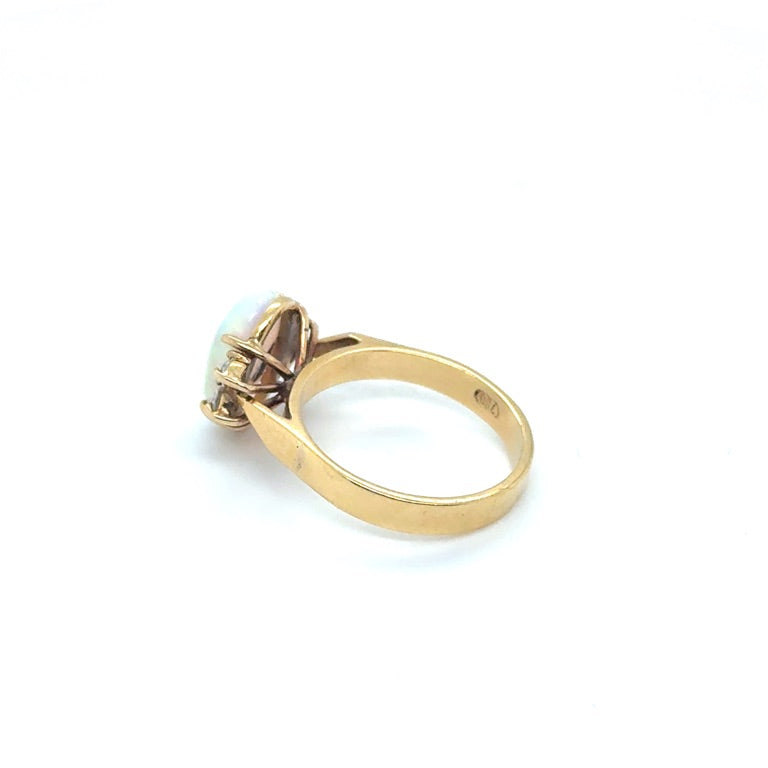 18 Karaat Geelgouden Entourage Ring met Opaal en Diamant