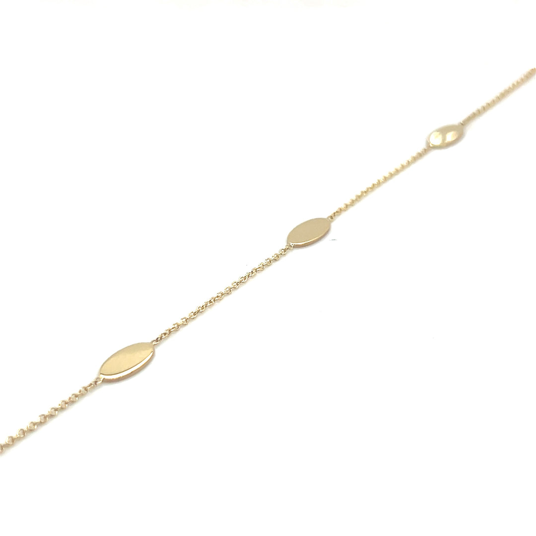 14 kt armband 3 x ovale plaatjes 3x5 mm 17-19 cm