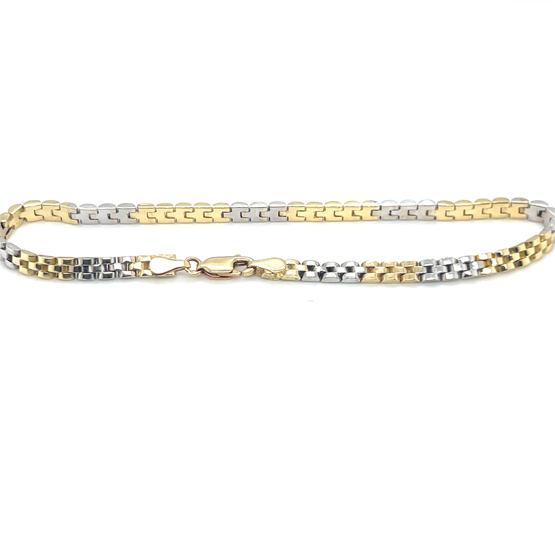 14 Karaat Bicolor Gouden Armband – Jubilee Schakel met Karabijnslot 20 cm x 3,8 mm