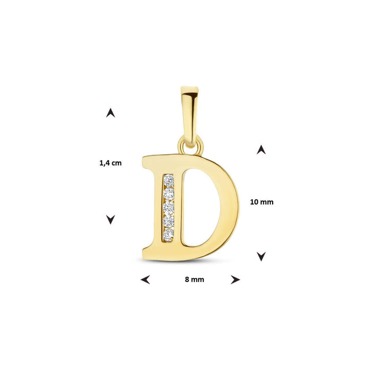14 kt hanger letter zirkonia D