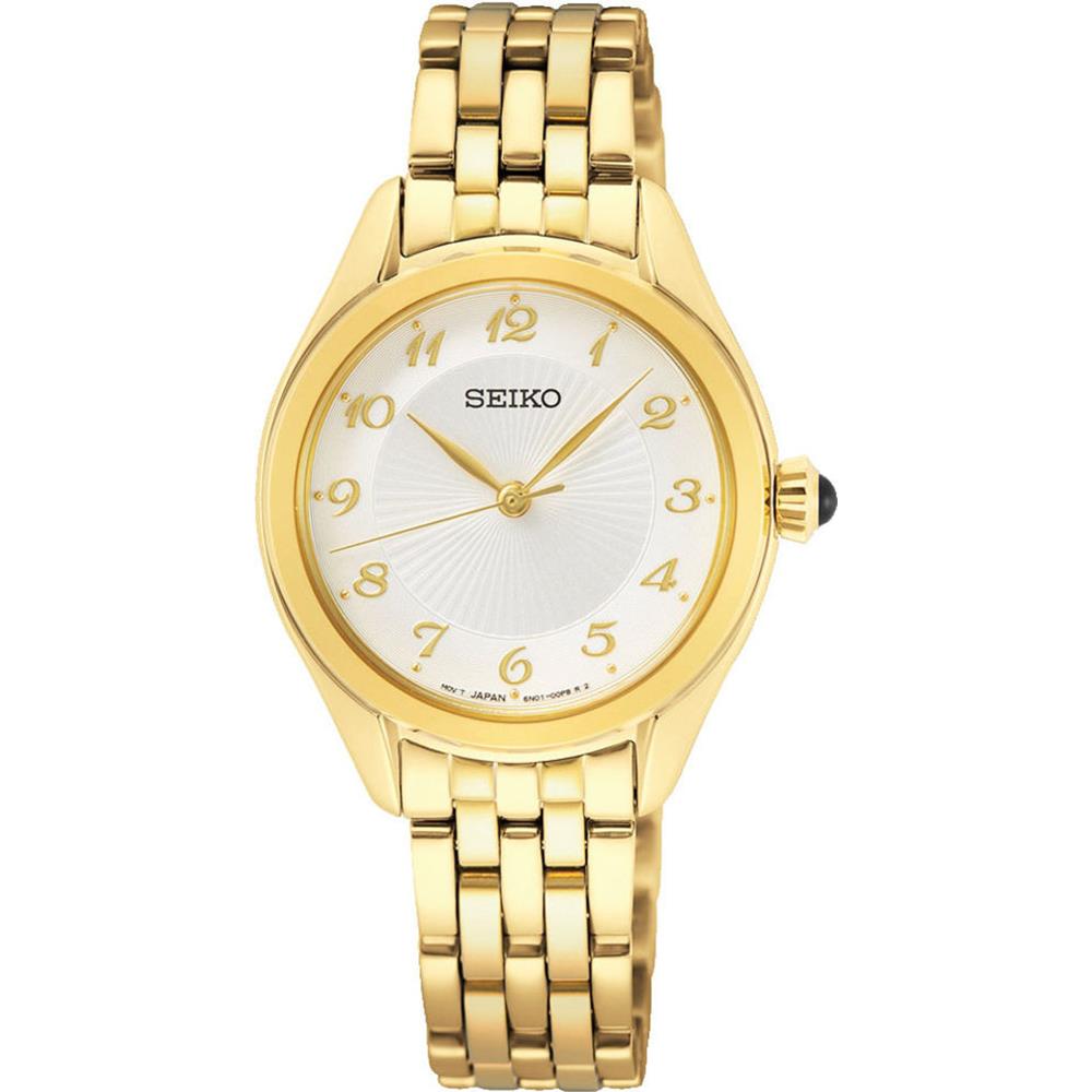 Seiko SUR384P1 goudkleurig dameshorloge met lichte wijzerplaat