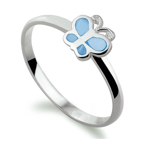 zilveren vlinder ring blauw