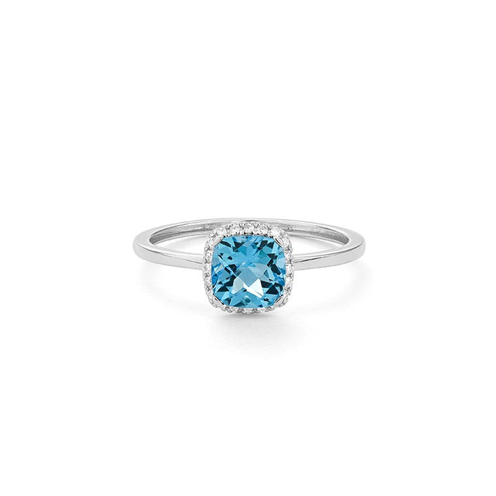 14 Karaat Witgouden Entourage Ring met Blauwe Topaas & diamant