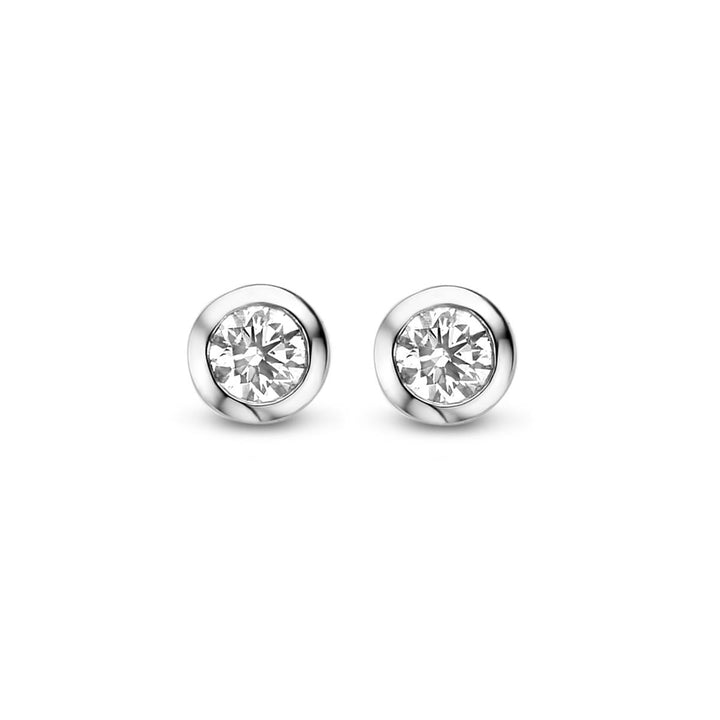 Oorstekers solitaire Wit goud 18 kt 2x0.05ct