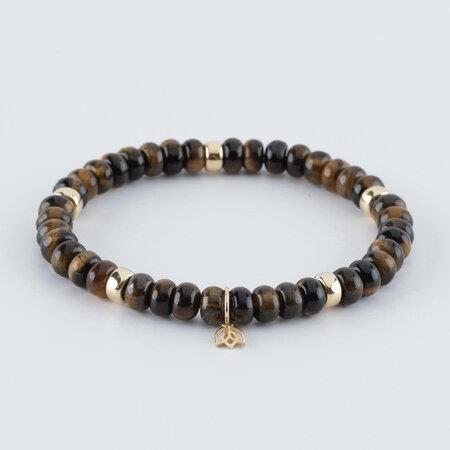 Y & G Jewelry Armband met Tijgeroog & 14 Karaats Goud 7006