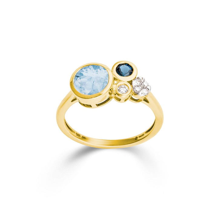 Gouden Ring – 14 Karaat – Topaas 1,70 ct – TLB 0,20 ct – Briljant 0,09 ct
