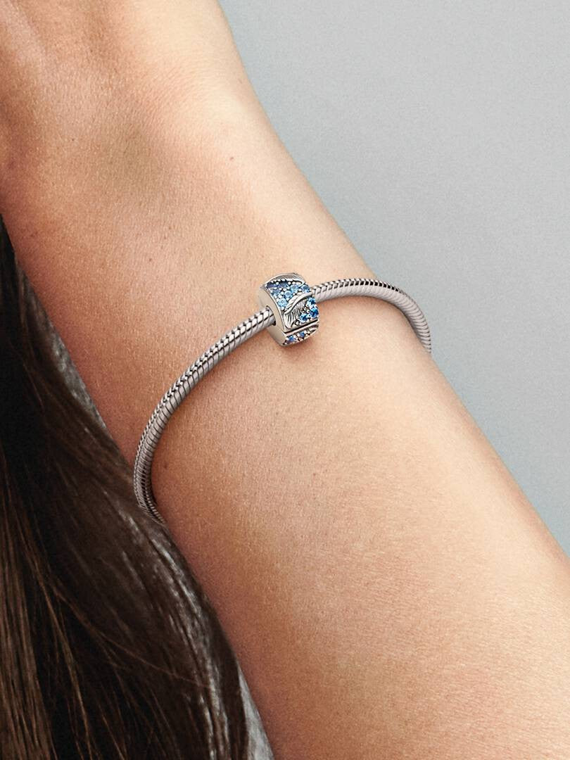 Pandora clip feather zirkonia blue792552C01