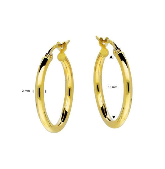 14 Karaat Gouden Oorringen Rond 15 mm