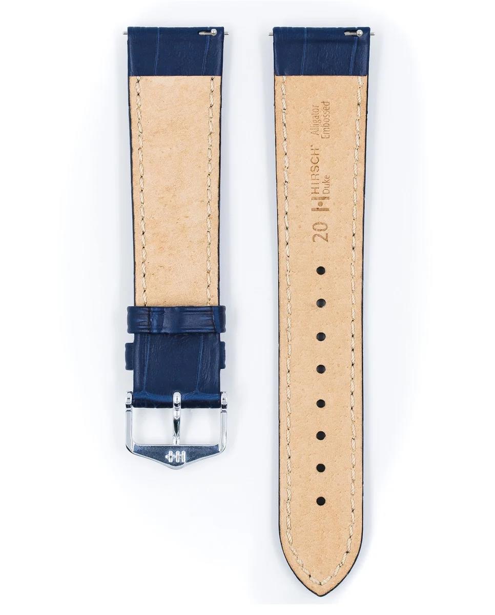 HIRSCH Duke L horlogeband blauw kalfsleer 20/18 mm