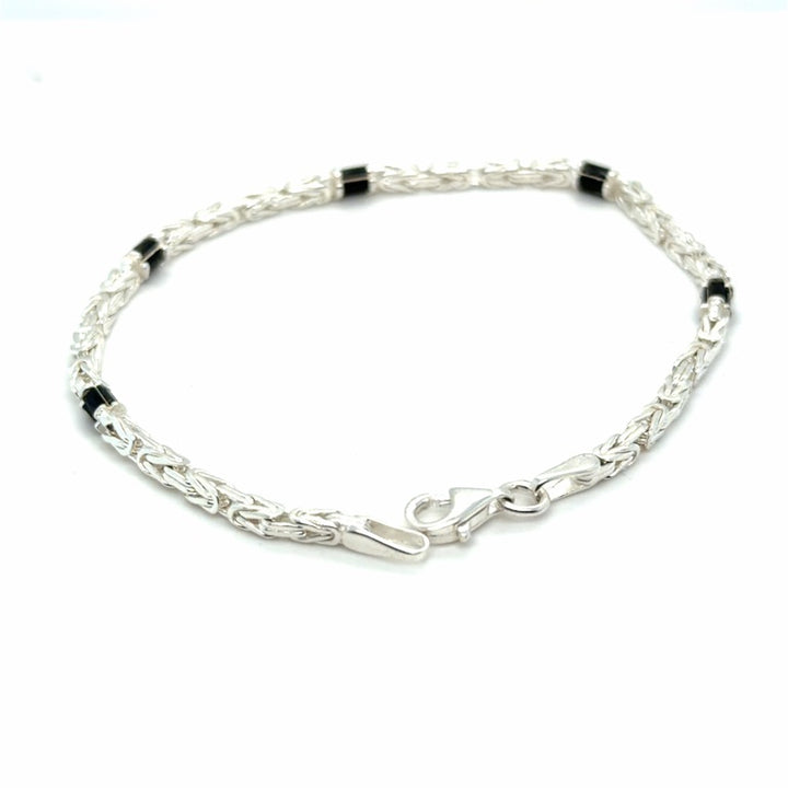 Zilveren Massieve Koningsschakel Armband 3 mm met Onyx – 18 cm