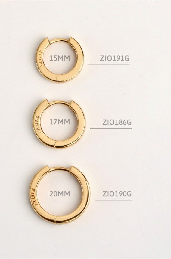 ZINZI ZIO190G Zilveren Geel Vergulde Oorringen 20 x 3 mm