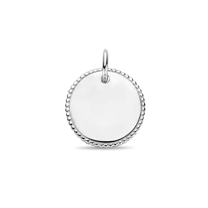 Gerhodineerd 925 zilveren graveerhanger. De dikte van de graveerplaat is ongeveer 0.4mm.
