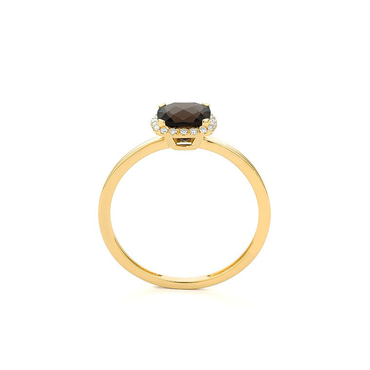 14 Karaat Witgouden Entourage Ring met rookkwarts & diamant