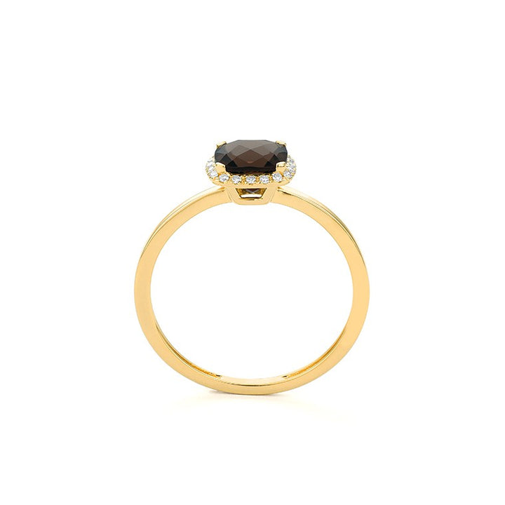 14 Karaat Witgouden Entourage Ring met rookkwarts & diamant