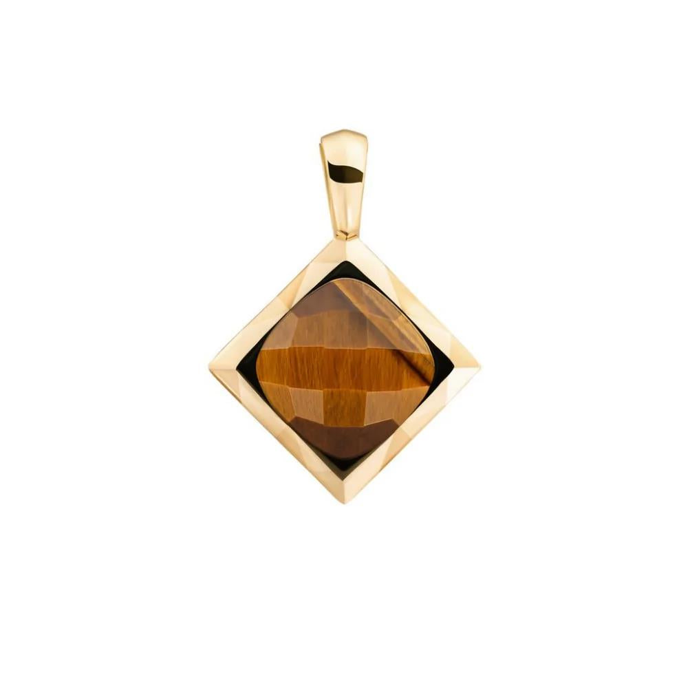 Pendant | Tiger Eye Cushion Cut Amulet - Gold