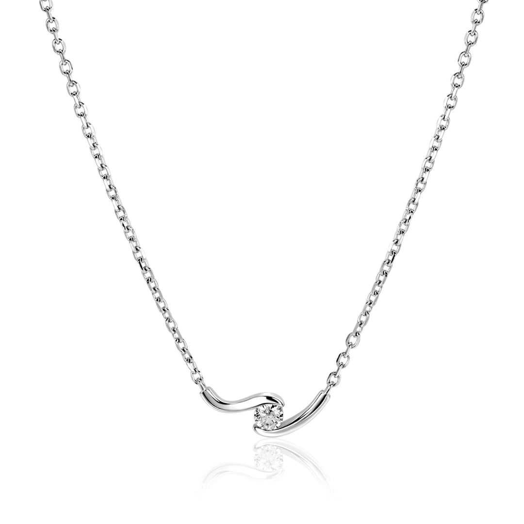 ZINZI Zilveren Ketting met Ronde Witte Zirkonia 42-45 cm ZIC2766