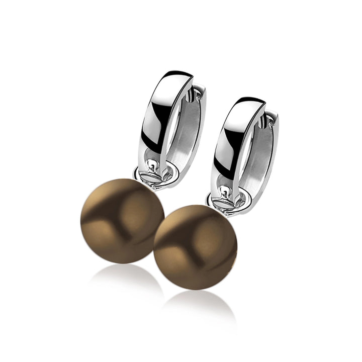 ZINZI ZICH266BR Zilveren Oorbedels met Bruine Parel 10 mm