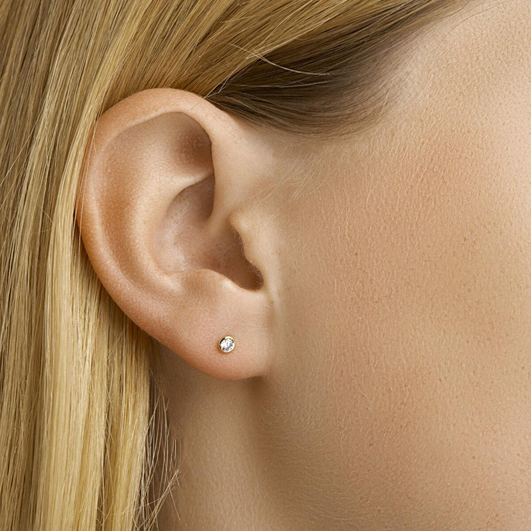 14 kt Geelgoud oorknoppen zirkonia 3mm