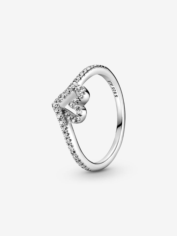 Pandora Sparkling Wishbone Hart Ring 199302C01