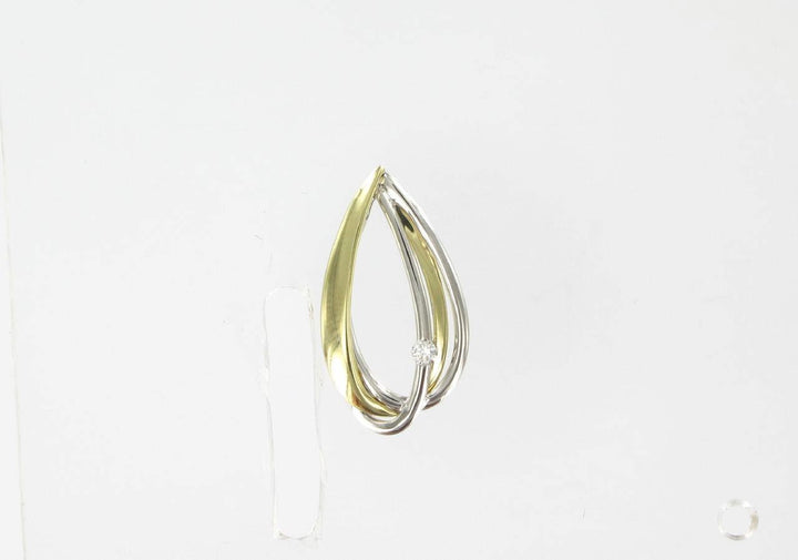 14 Karaat Bicolor Gouden Druppelhanger met Diamant 0,05 ct