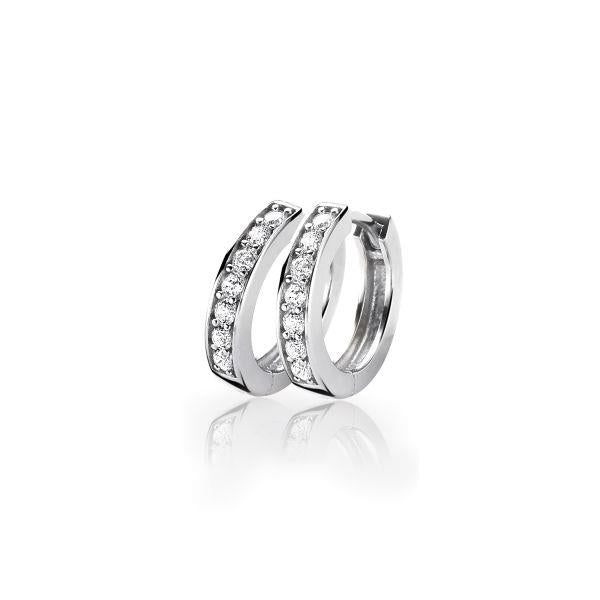 Zinzi zilveren oorringen 15 x 3mm witte zirconia&