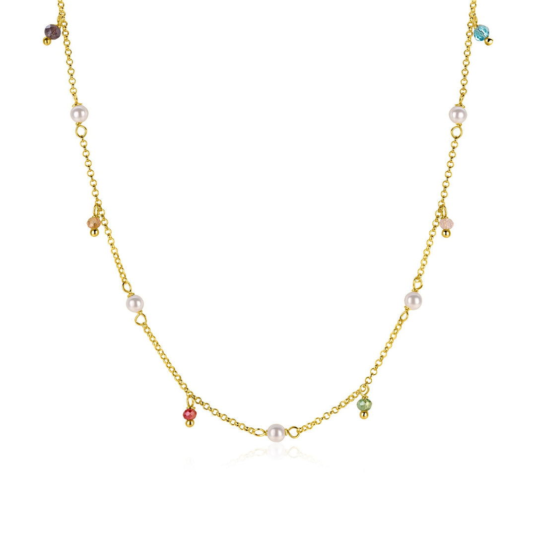 ZINZI gold plated zilveren ketting Parels en beads ZIC2705G