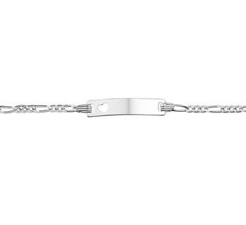 graveerarmband hart figaro plaat 4,2 mm 9 - 11 cm