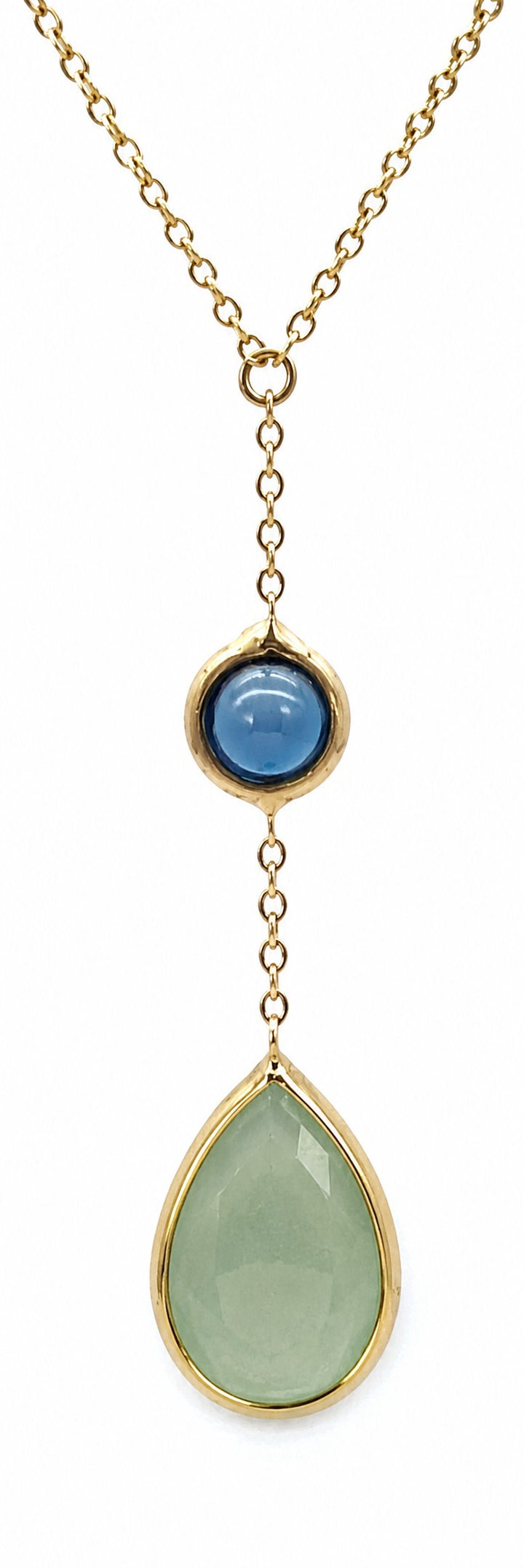 Monzario 1549-C 14 Karaat Geelgouden Collier met Rookkwarts en Groene Aventurijn