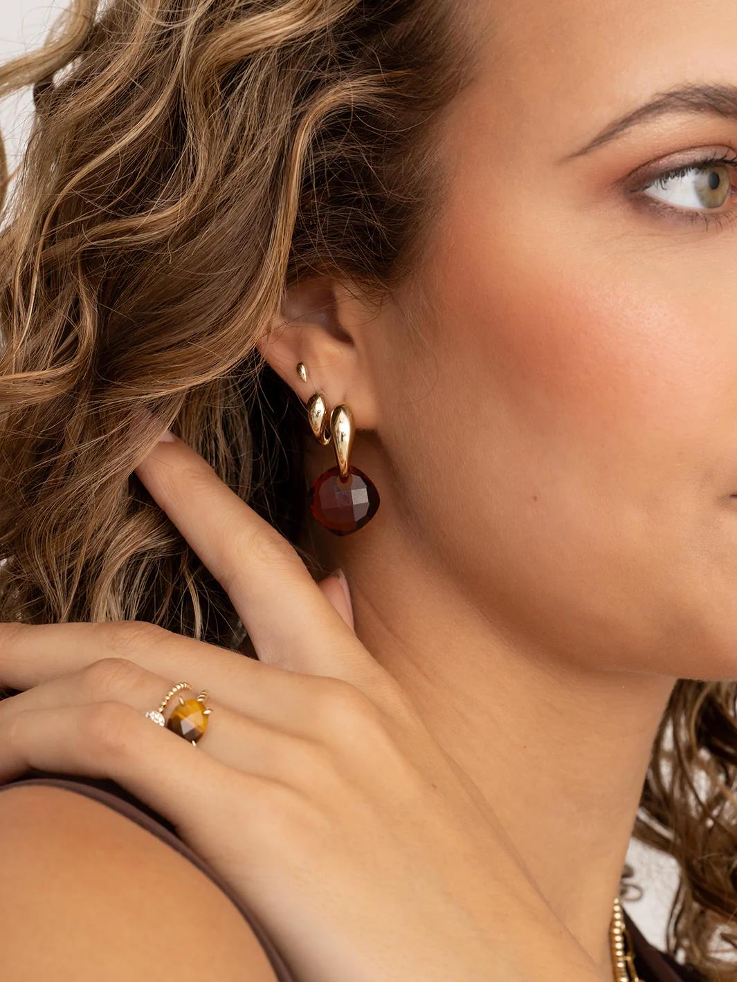Earstones | Cushion Cut Citrine Quartz EAGEM38-CC