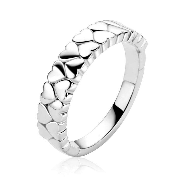 ZINZI Zilveren Brede Hartjes Ring ZIR2882