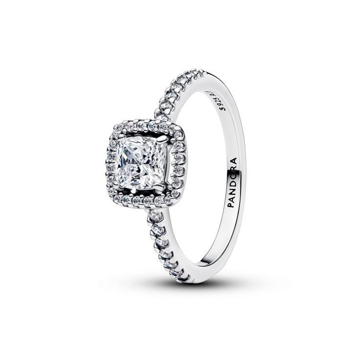 Sparkling Square Halo Ring