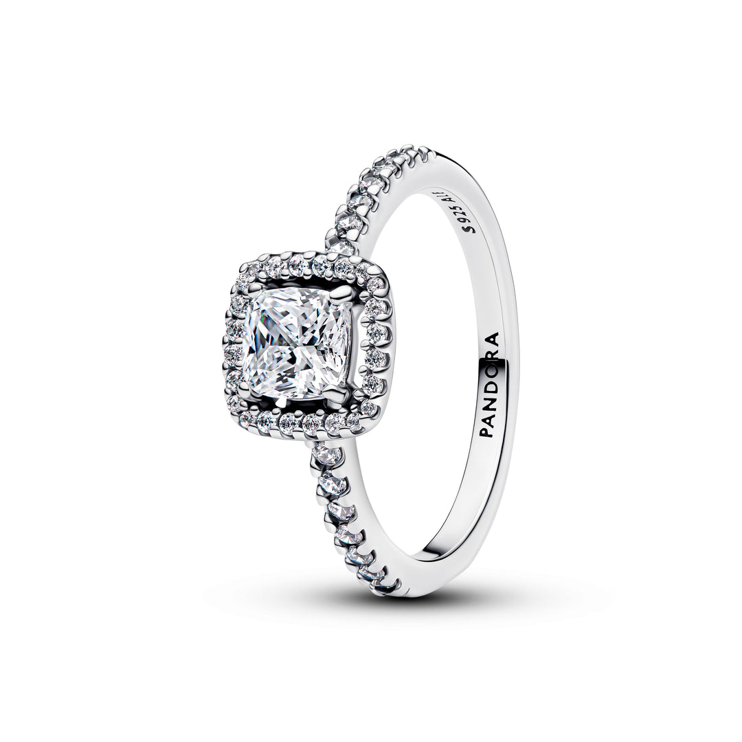 Pandora Sparkling Square Halo Ring 193555C02