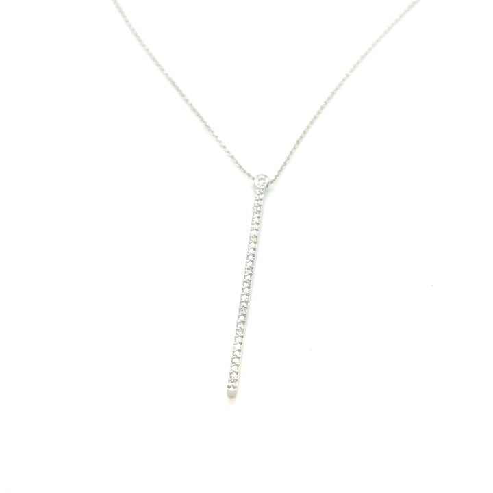 14 karaat witgouden collier met diamant pavé hanger 0,12 ct H/VSI
