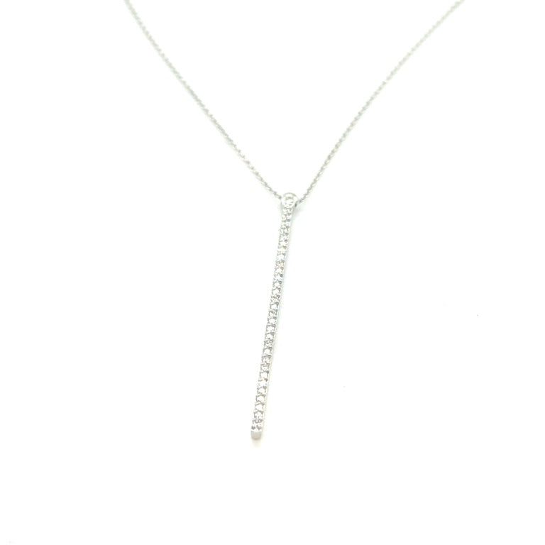 14 karaat witgouden collier met diamant pavé hanger 0,12 ct H/VSI VKZ 6902