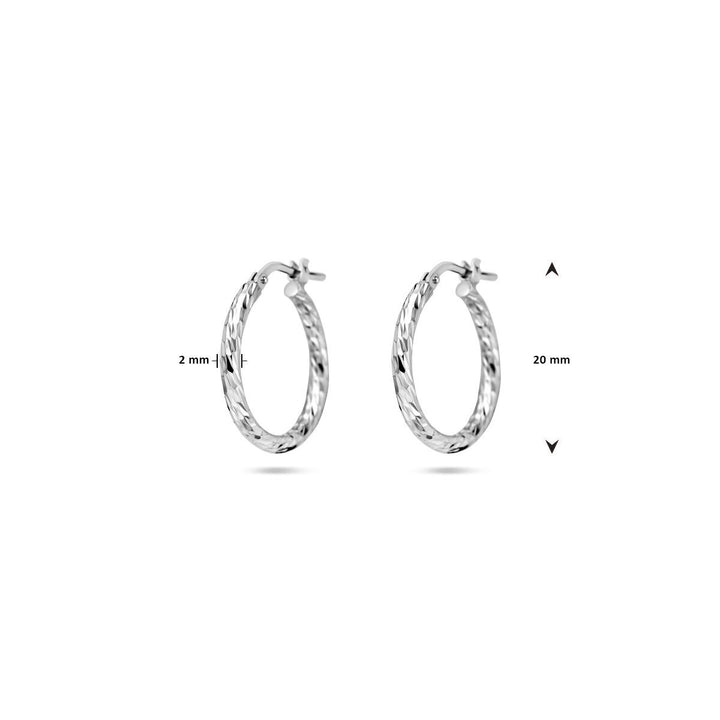 Gerhodineerde 925 Zilveren Gediamanteerde Klapoorringen 2,0 mm – Ø 20 mm