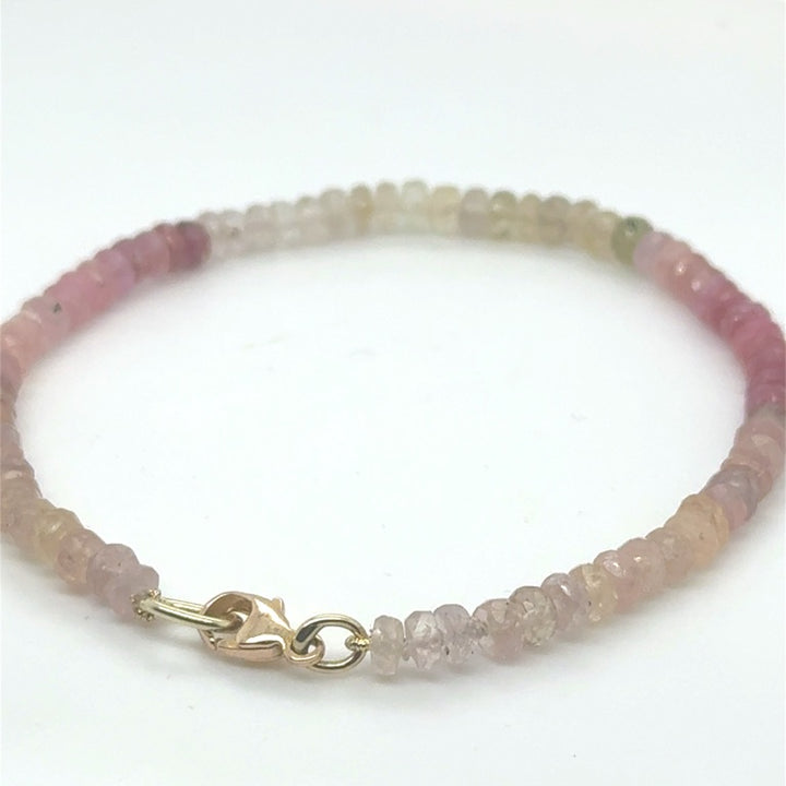 14 kt Geelgouden armband met Multicolor Saffieren – 18 cm