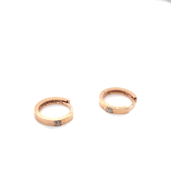 14 kt oorringen rose 2 x 0.025 diamant W/Vsi