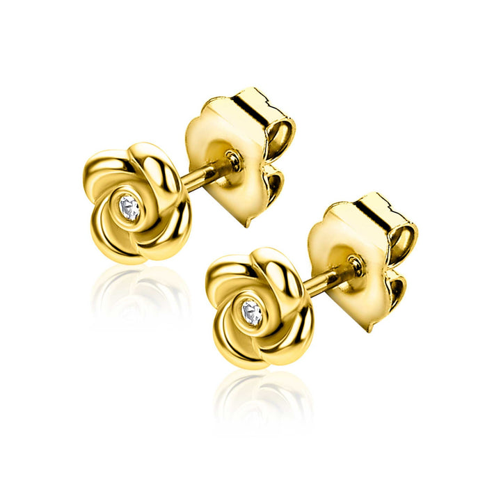 ZINZI Gold Plated Zilveren Oorstekers Roosje ZIO2872Y